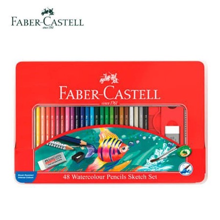 파버카스텔 수채화 색연필 48색 4각틴
